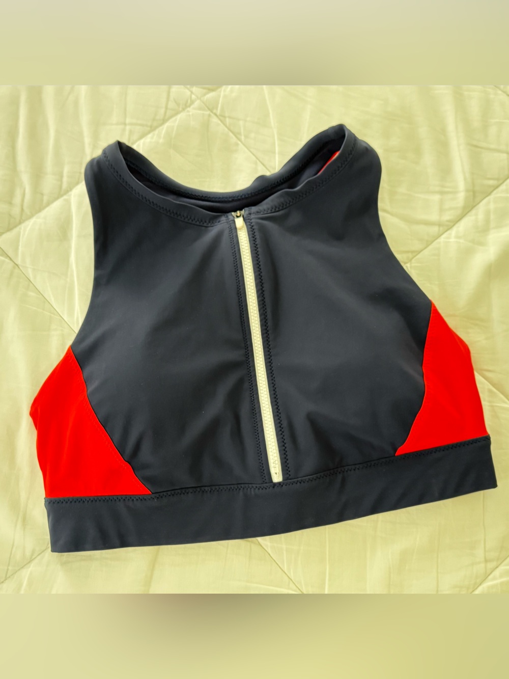 Athleta Navy/Red Zip-Front High Neck Bikini Set-SML - Picture 7 of 10